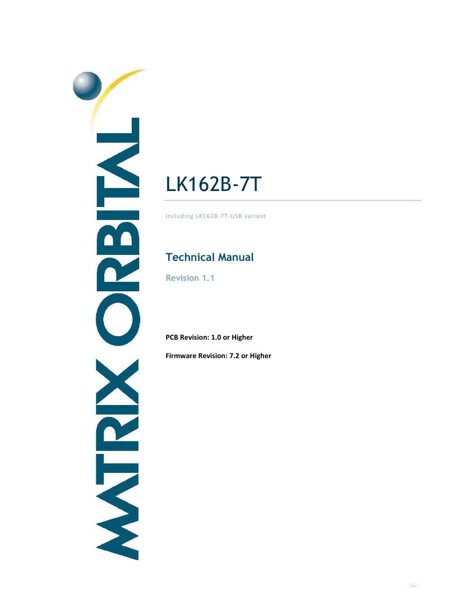 Matrix Orbital LK162B-7T User Manual | 37 pages
