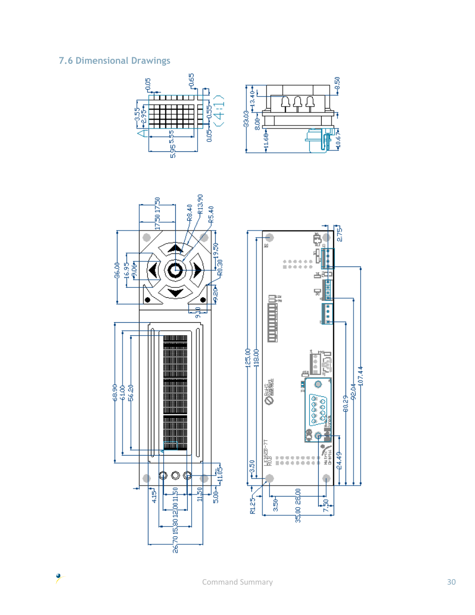 6 dimensional drawings | Matrix Orbital LK162B-7T User Manual | Page 34 / 37