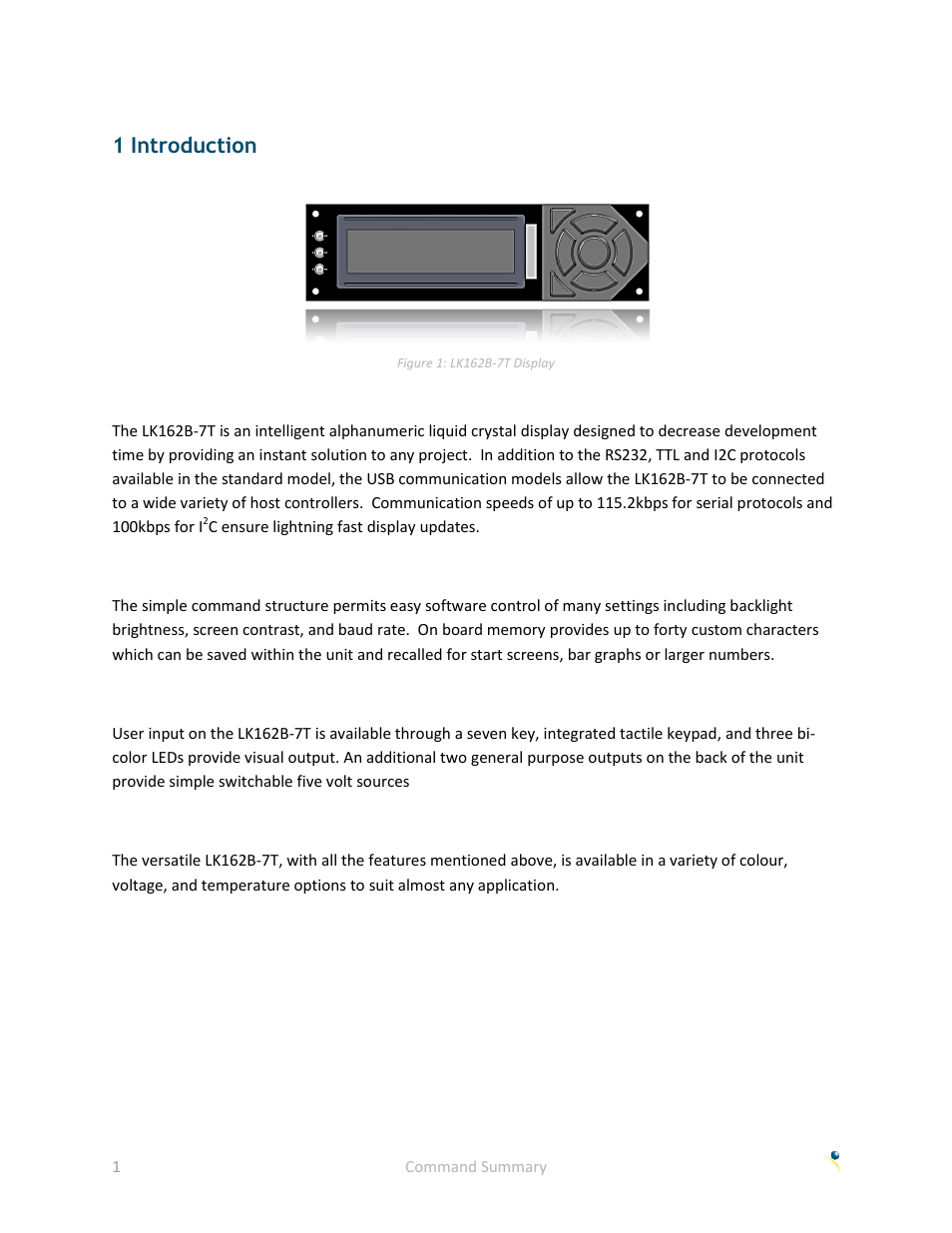 1 introduction | Matrix Orbital LK162B-7T User Manual | Page 5 / 37