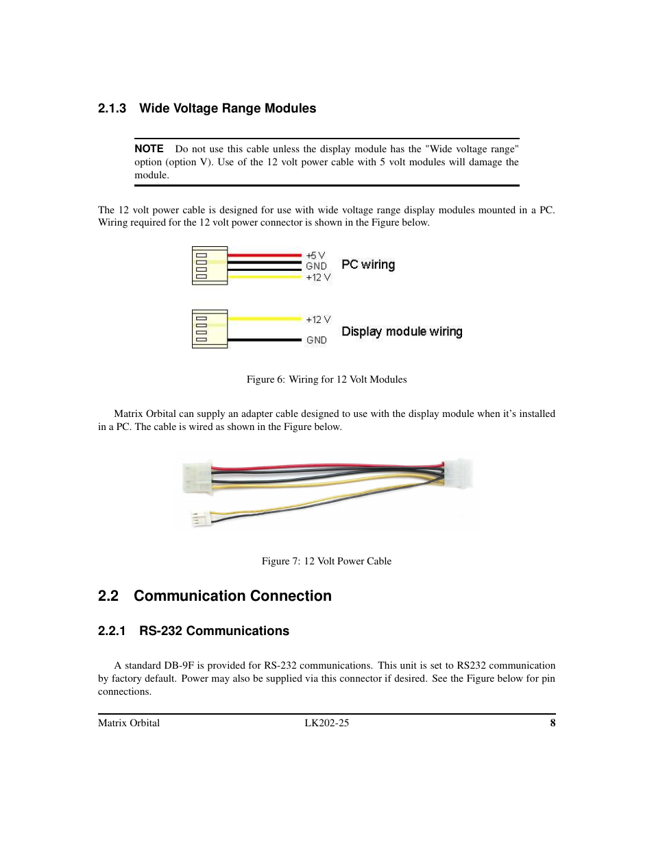 2 communication connection | Matrix Orbital LK202-25 Legacy User Manual | Page 12 / 50