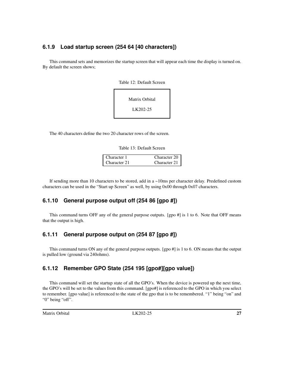 Matrix Orbital LK202-25 Legacy User Manual | Page 31 / 50
