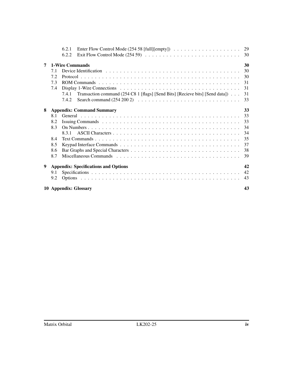 Matrix Orbital LK202-25 Legacy User Manual | Page 4 / 50