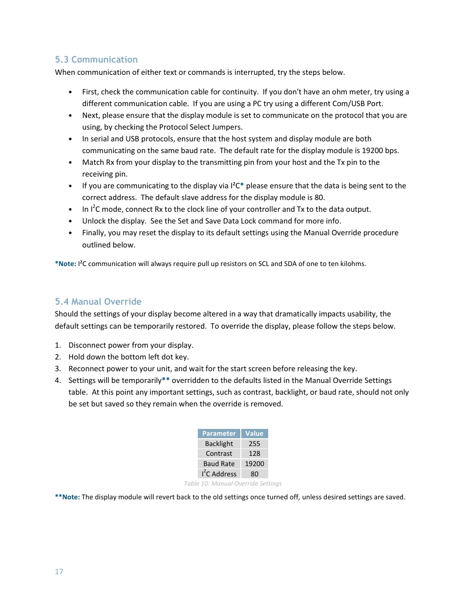 3 communication, 4 manual override | Matrix Orbital LK204-7T-1U User Manual | Page 17 / 40