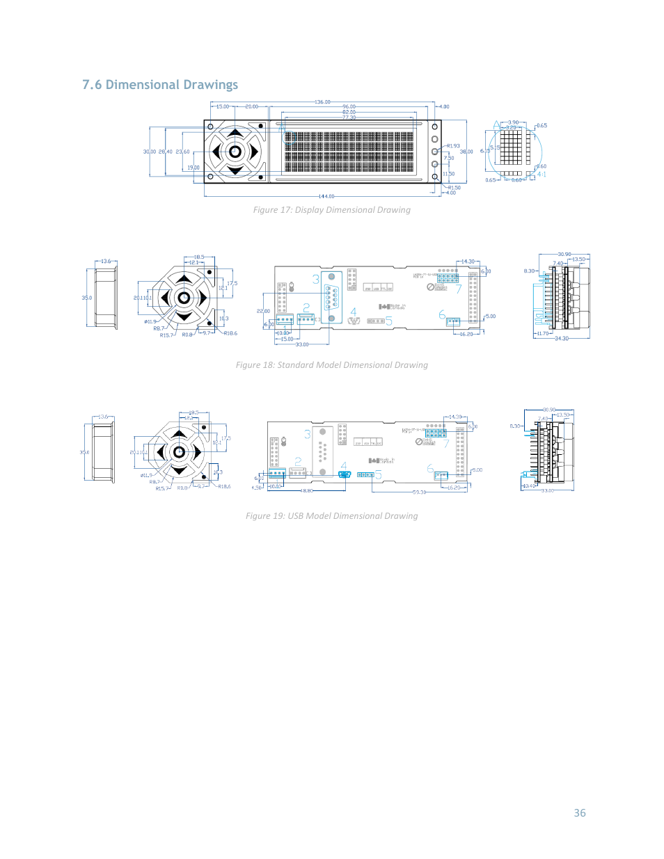 6 dimensional drawings | Matrix Orbital LK204-7T-1U User Manual | Page 36 / 40