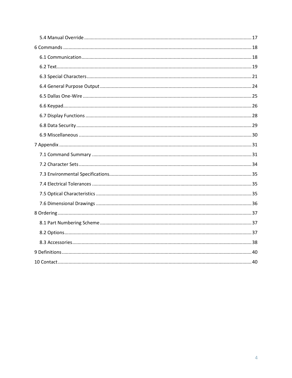 Matrix Orbital LK204-7T-1U User Manual | Page 4 / 40