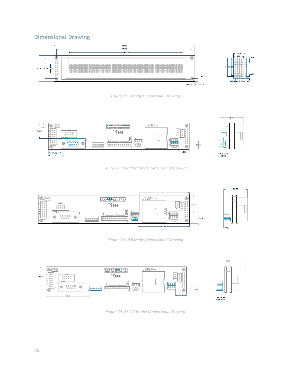 Dimensional drawing | Matrix Orbital LK402-25 User Manual | Page 39 / 43