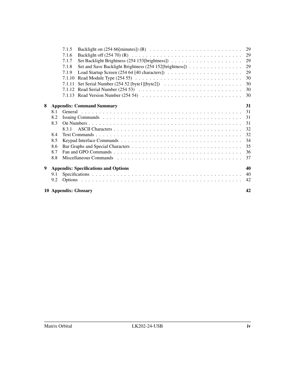 Matrix Orbital LK202-24-USB User Manual | Page 4 / 48