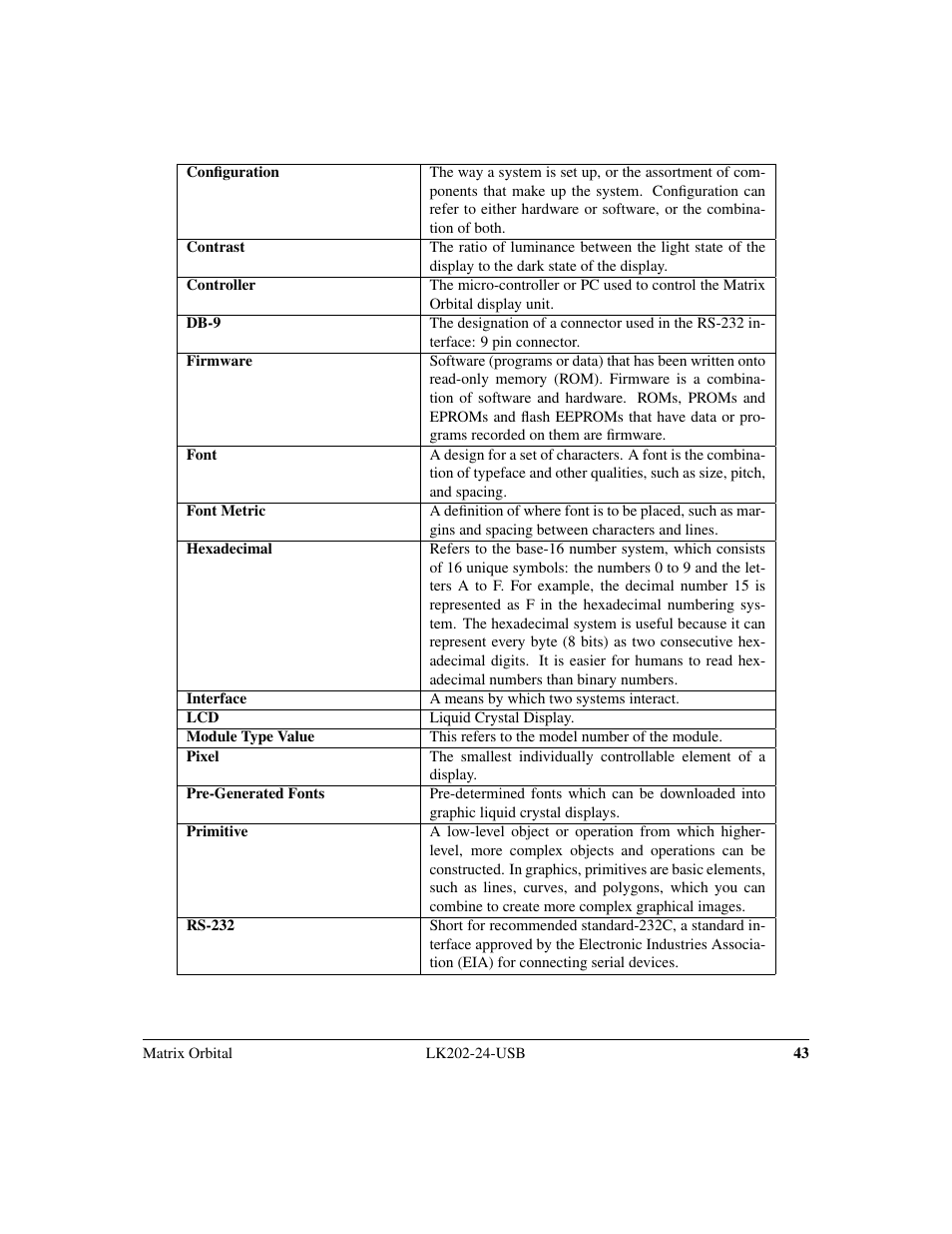 Matrix Orbital LK202-24-USB User Manual | Page 47 / 48