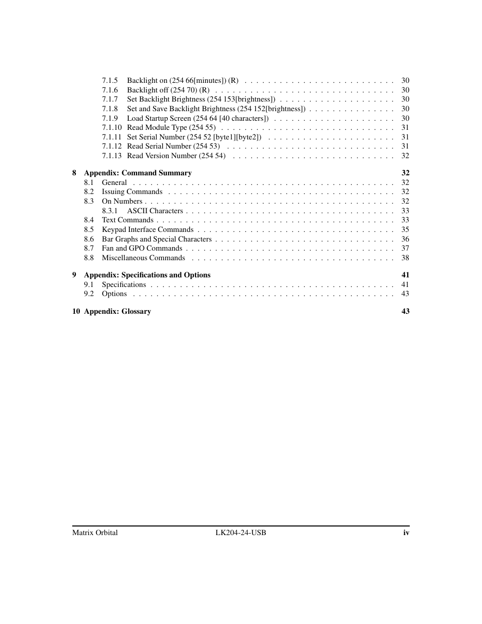 Matrix Orbital LK204-24-USB User Manual | Page 4 / 49