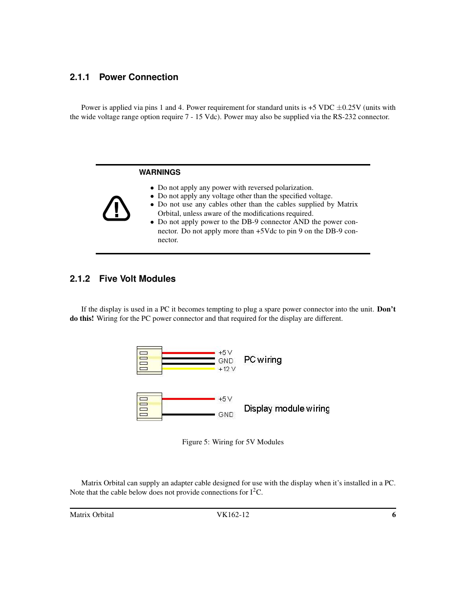 Matrix Orbital VK162-12 Legacy User Manual | Page 10 / 44