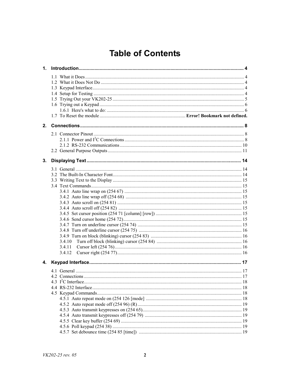 Matrix Orbital VK202-25 Legacy User Manual | Page 2 / 35
