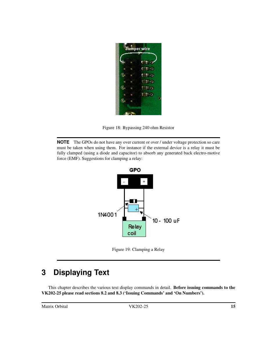 3 displaying text | Matrix Orbital VK202-25 Legacy User Manual | Page 19 / 49