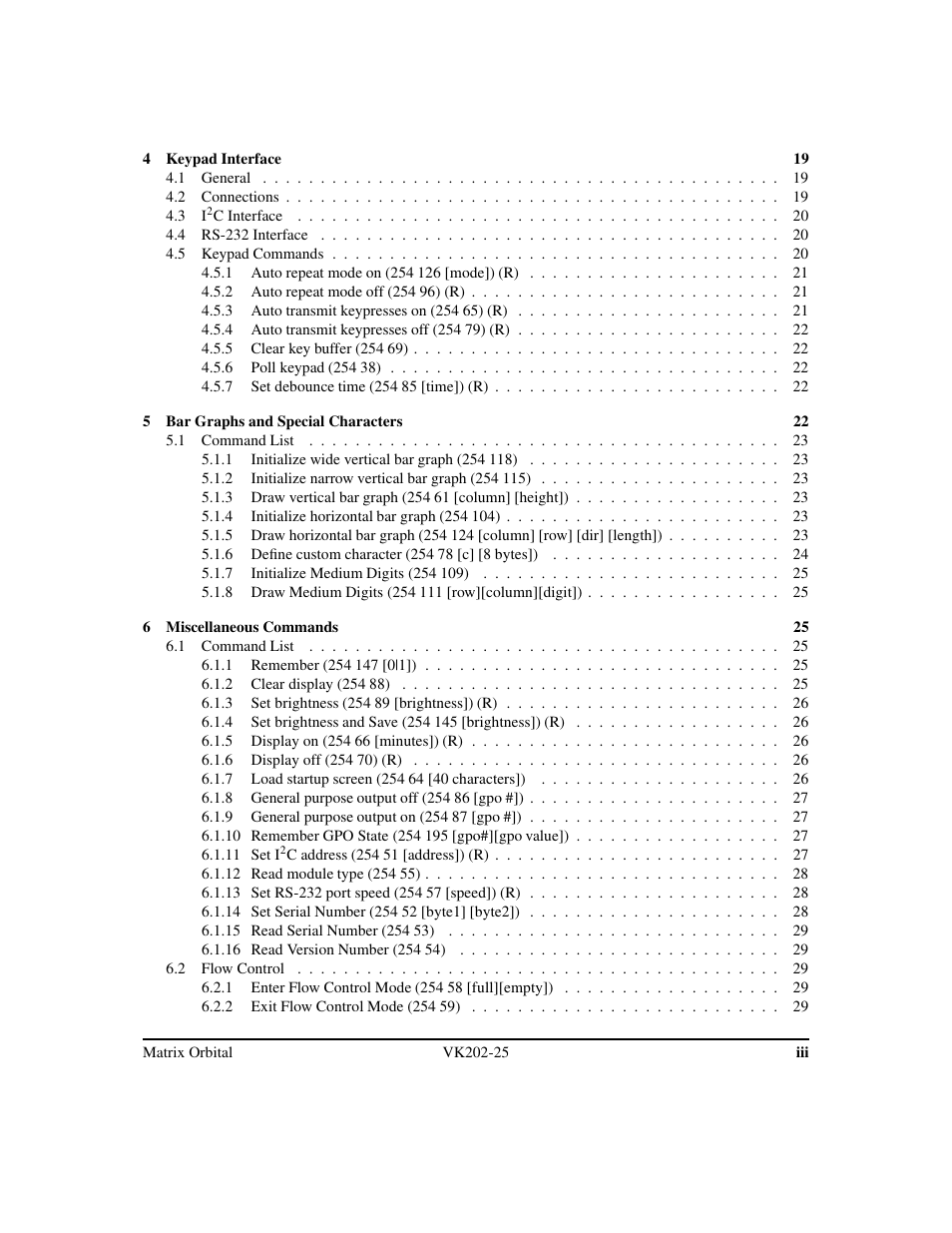 Matrix Orbital VK202-25 Legacy User Manual | Page 3 / 49