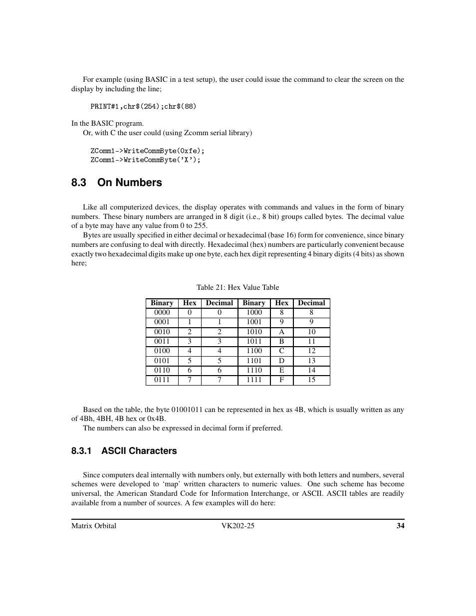 3 on numbers | Matrix Orbital VK202-25 Legacy User Manual | Page 38 / 49