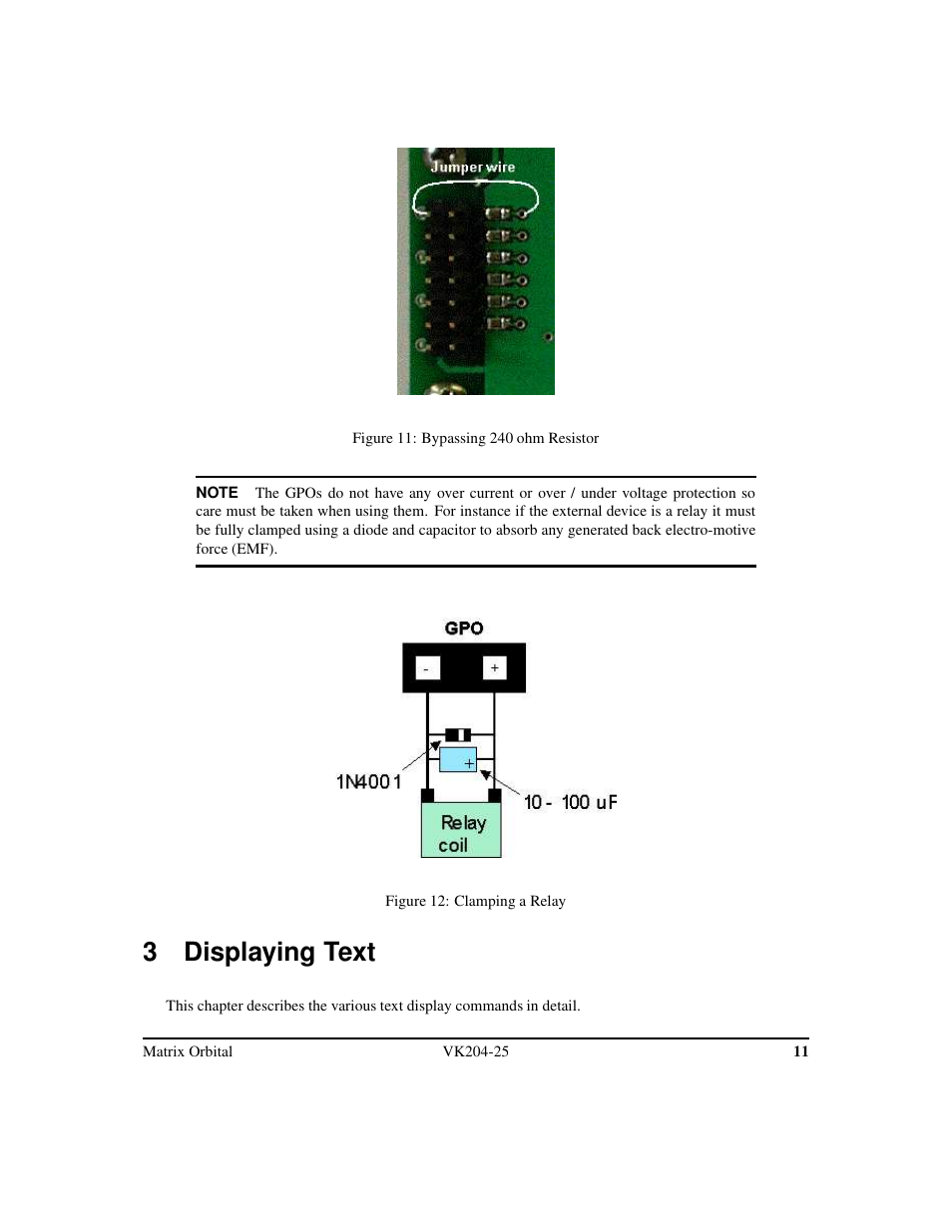 3 displaying text | Matrix Orbital VK204-25 Legacy User Manual | Page 14 / 38