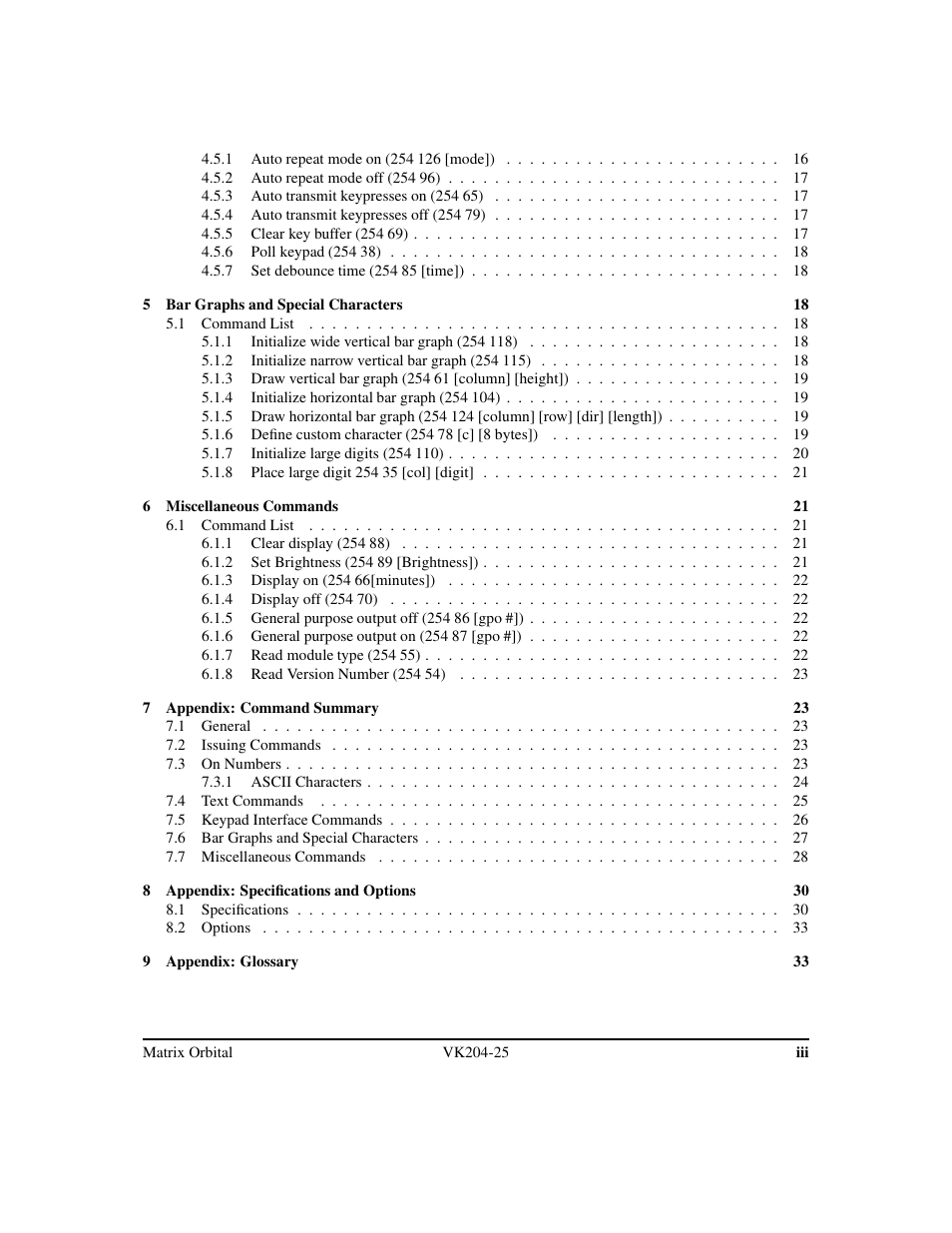 Matrix Orbital VK204-25 Legacy User Manual | Page 3 / 38