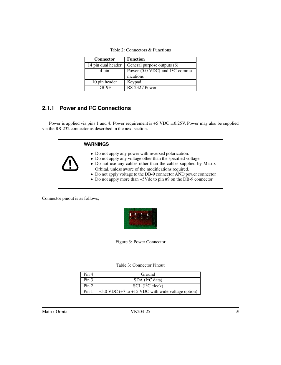 Matrix Orbital VK204-25 Legacy User Manual | Page 8 / 38