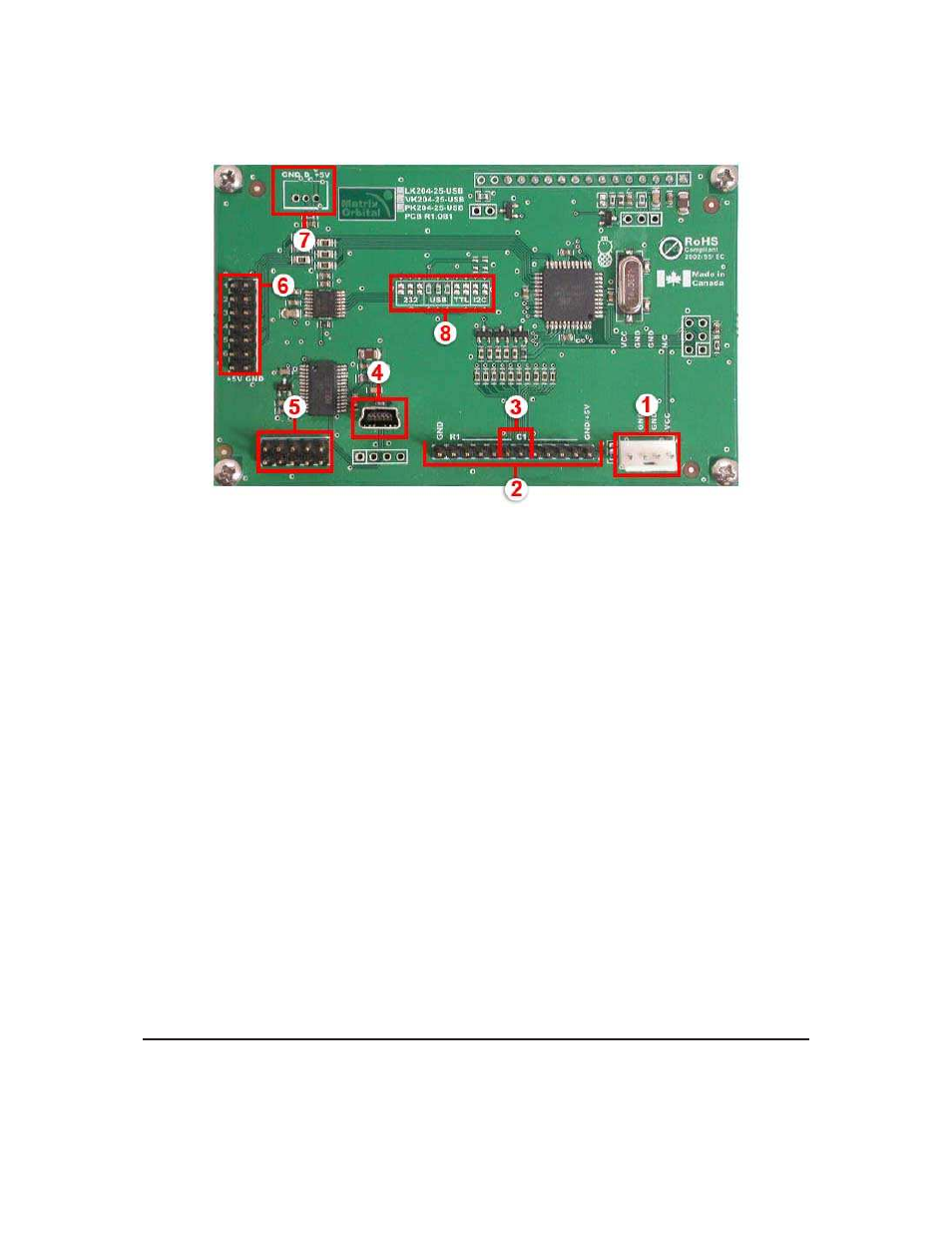 1 power connector | Matrix Orbital VK204-25 Legacy User Manual | Page 11 / 57