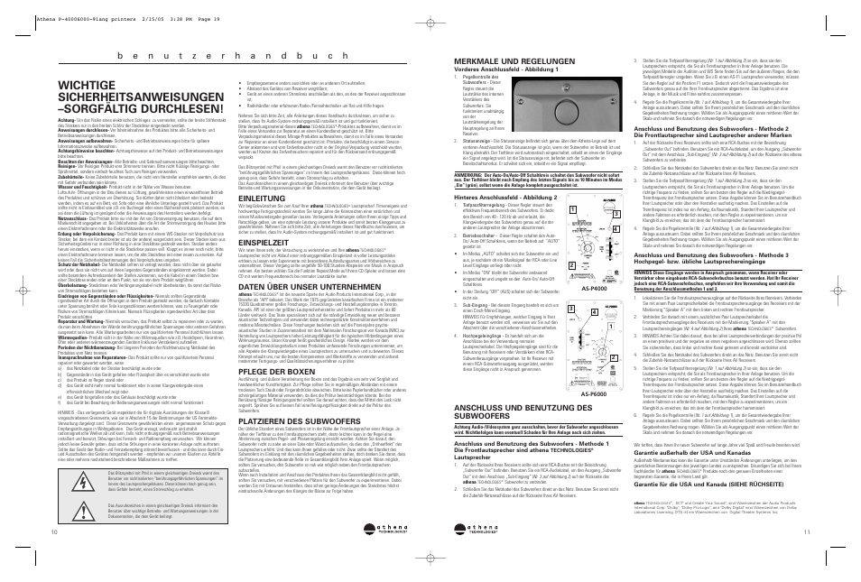 Athena Technologies AS-P6000 User Manual | Page 10 / 10