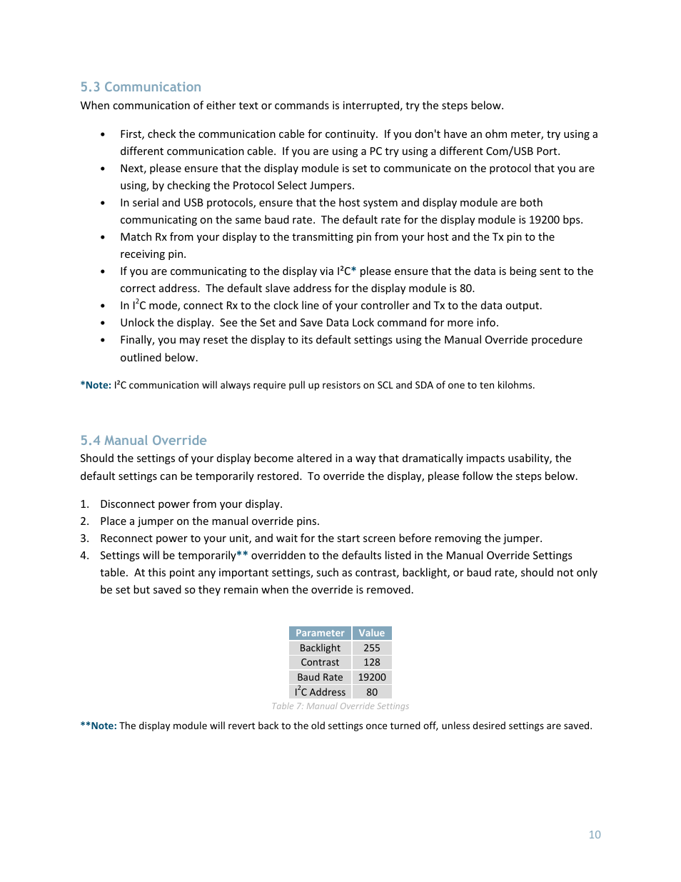 3 communication, 4 manual override, E manual override | Matrix Orbital LCD0821 User Manual | Page 14 / 31