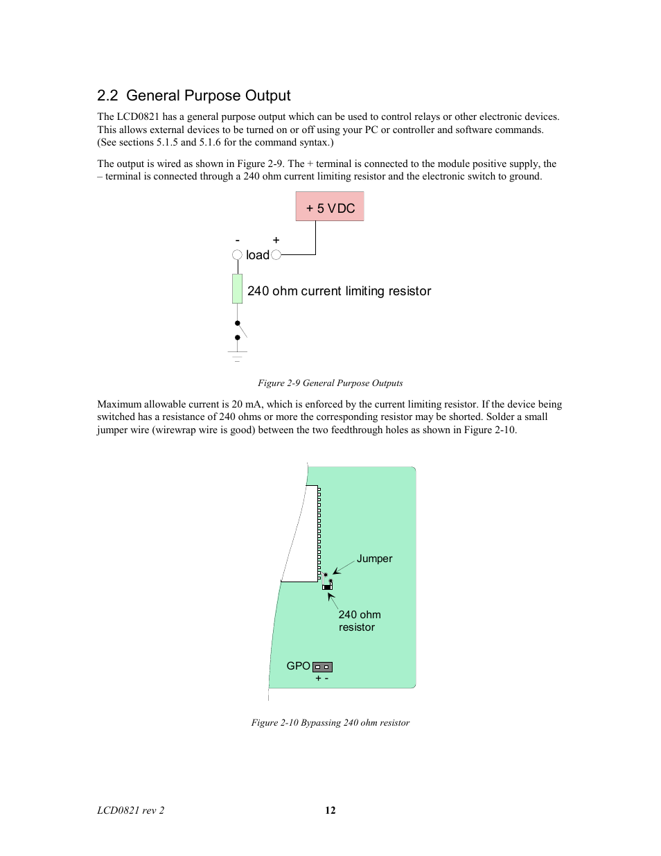 2 general purpose output | Matrix Orbital LCD0821 Legacy User Manual | Page 12 / 29