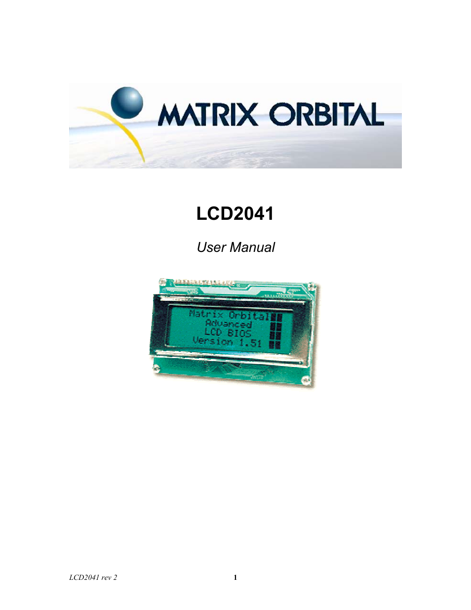 Matrix Orbital LCD2041 Legacy User Manual | 30 pages