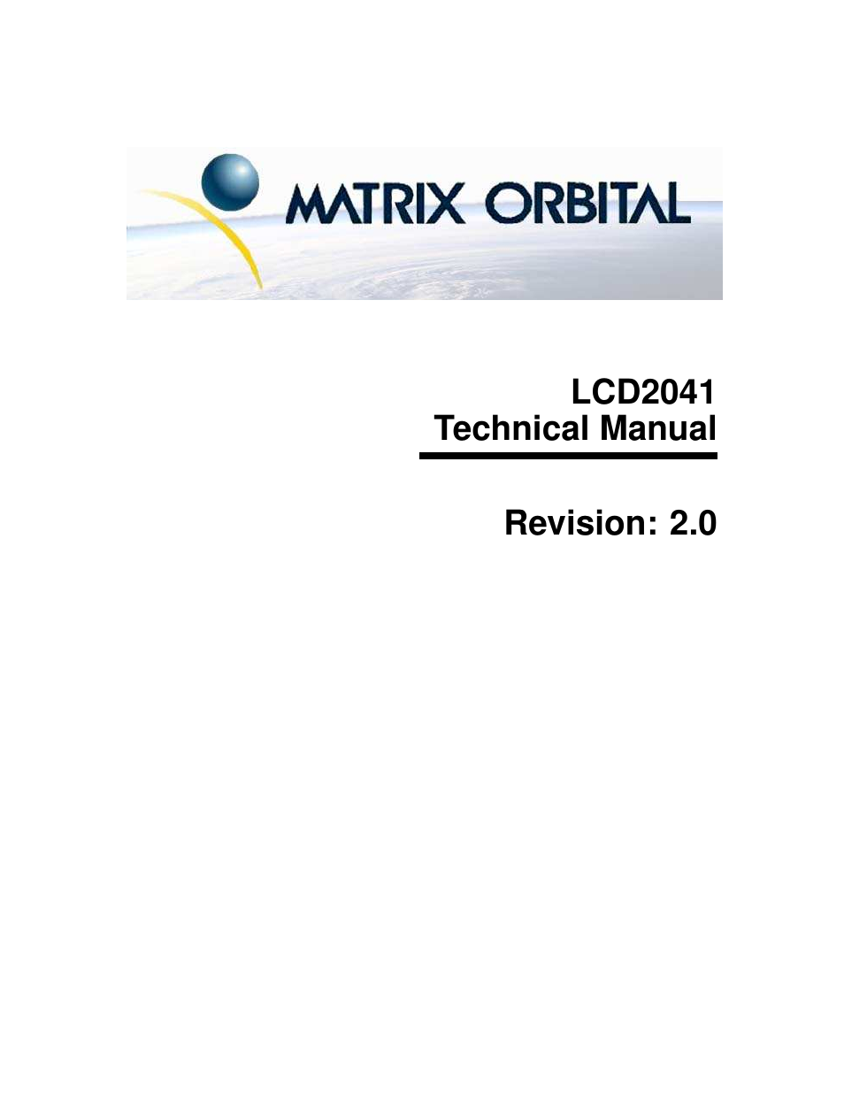 Matrix Orbital LCD2041 Legacy User Manual | 33 pages