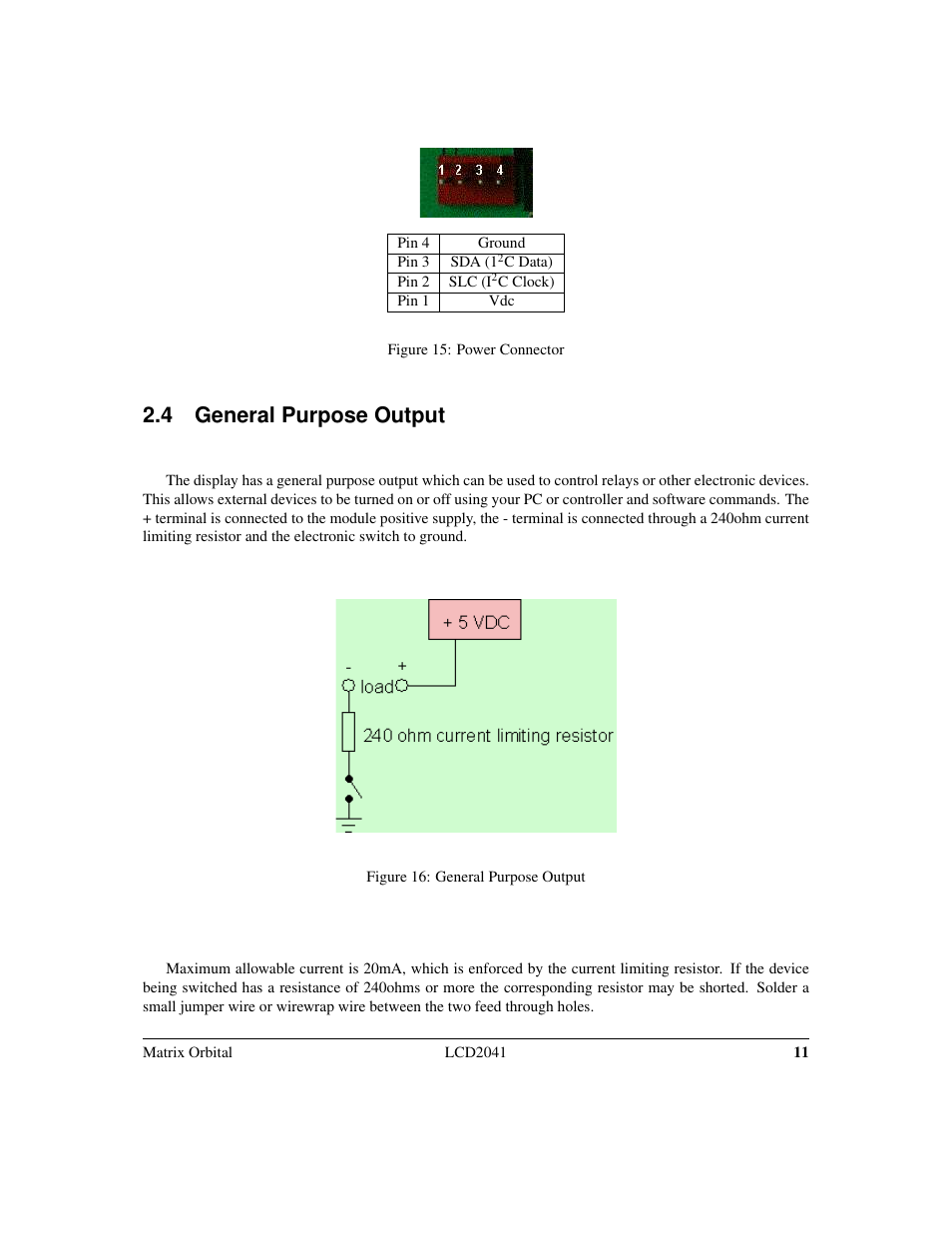 4 general purpose output | Matrix Orbital LCD2041 Legacy User Manual | Page 14 / 33