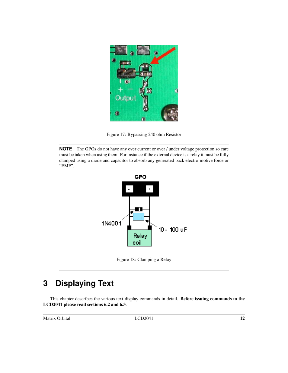 3 displaying text | Matrix Orbital LCD2041 Legacy User Manual | Page 15 / 33