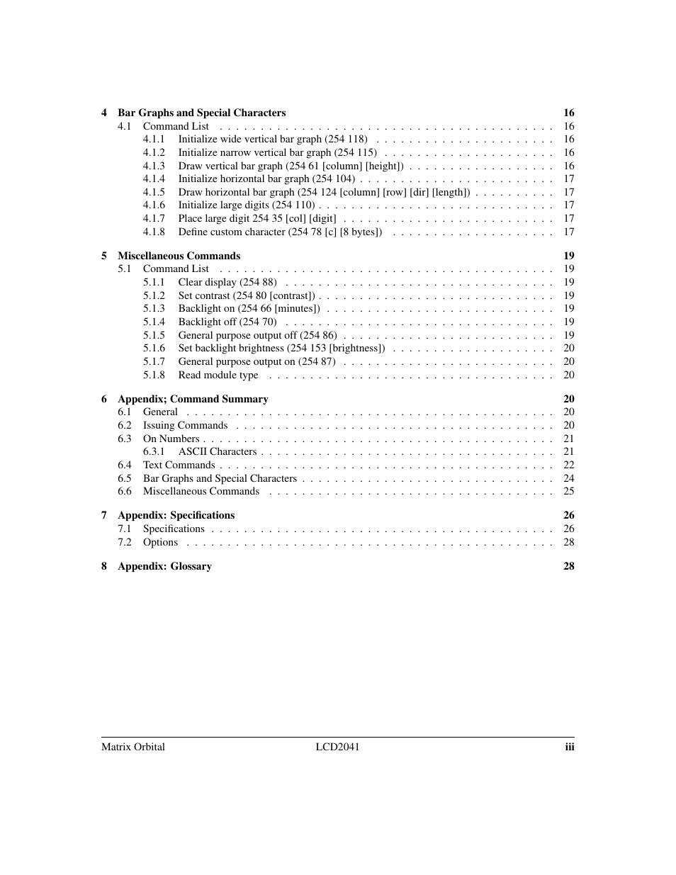 Matrix Orbital LCD2041 Legacy User Manual | Page 3 / 33