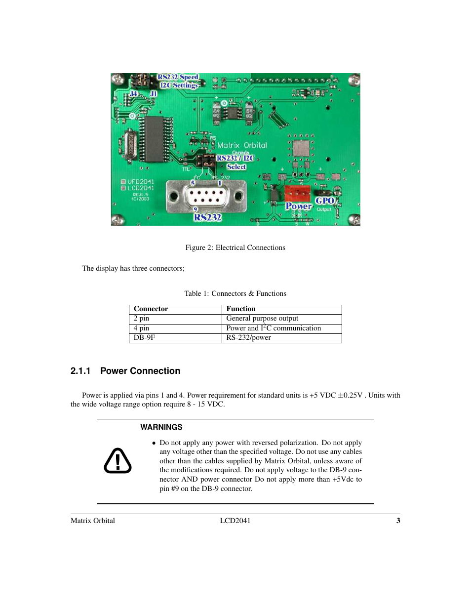 Matrix Orbital LCD2041 Legacy User Manual | Page 6 / 33