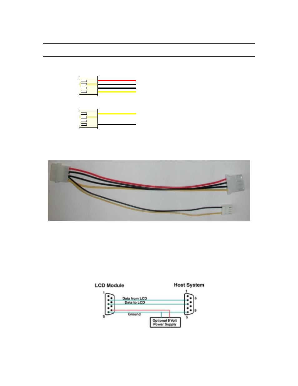 2 rs-232 communications, Pc wiring display module wiring | Matrix Orbital VFD2041 Legacy User Manual | Page 9 / 30