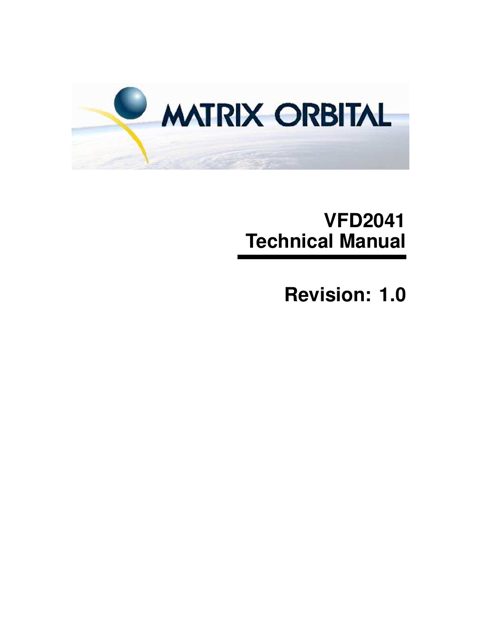 Matrix Orbital VFD2041 Legacy User Manual | 34 pages