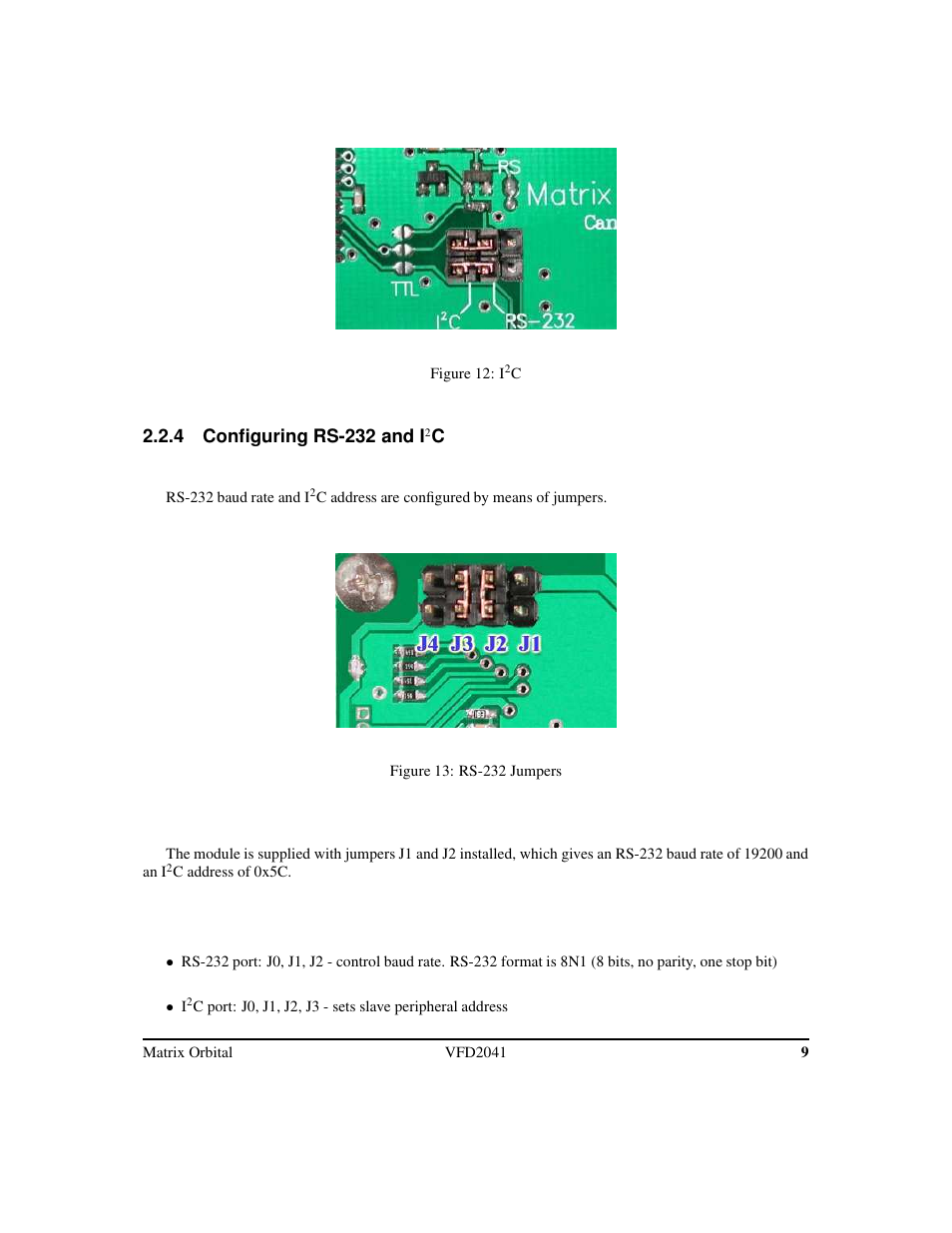 4 configuring rs-232 and i | Matrix Orbital VFD2041 Legacy User Manual | Page 12 / 34