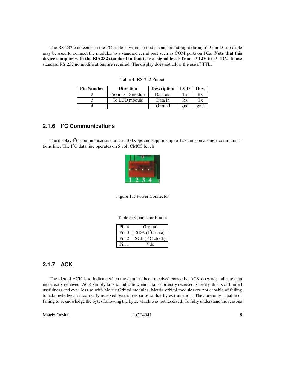 Matrix Orbital LCD/VFD Legacy User Manual | Page 11 / 34