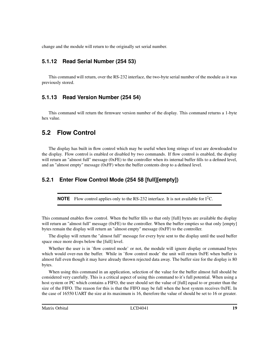 2 flow control | Matrix Orbital LCD/VFD Legacy User Manual | Page 22 / 34