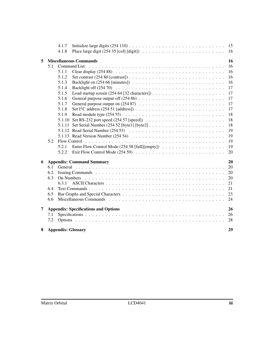 Matrix Orbital LCD/VFD Legacy User Manual | Page 3 / 34