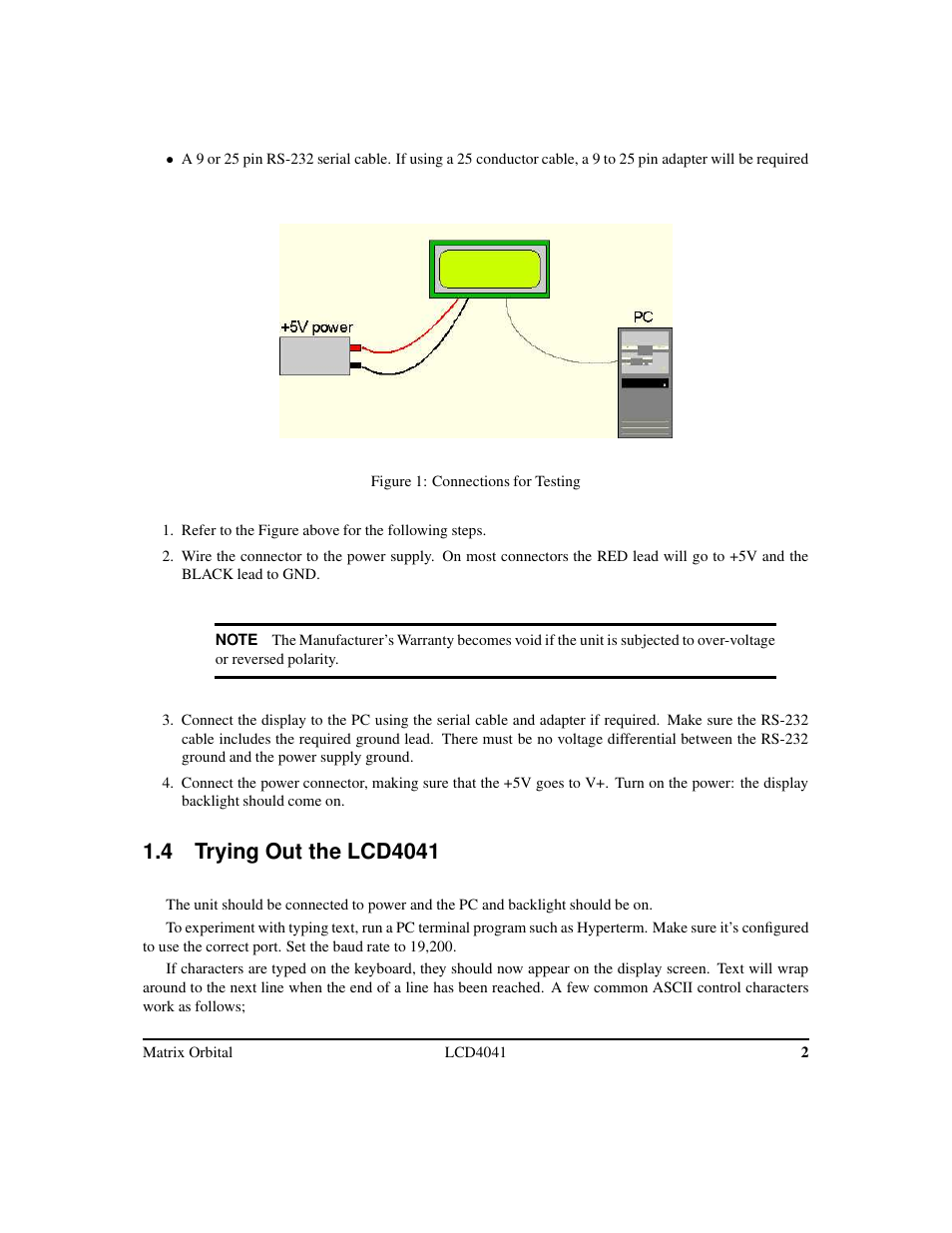 Matrix Orbital LCD/VFD Legacy User Manual | Page 5 / 34