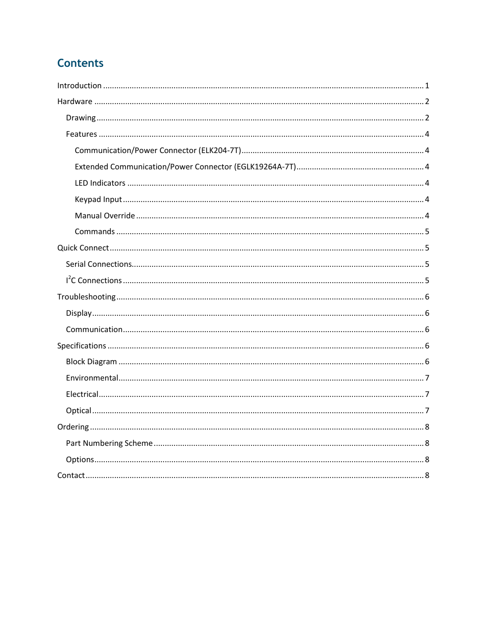 Matrix Orbital EGLK19264A-7T User Manual | Page 3 / 11