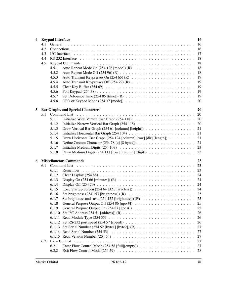 Matrix Orbital PK162-12 User Manual | Page 3 / 44