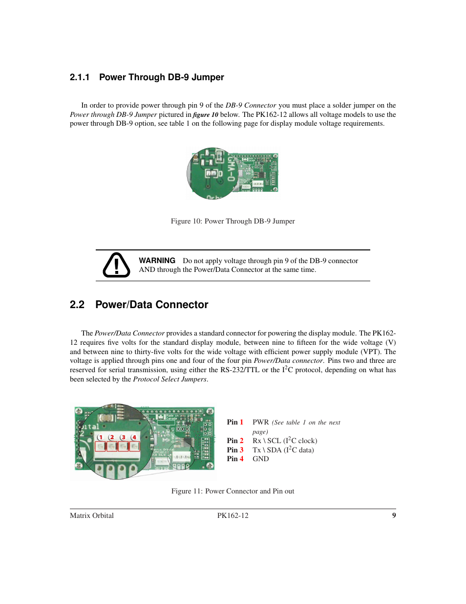 2 power/data connector | Matrix Orbital PK162-12 User Manual | Page 13 / 60