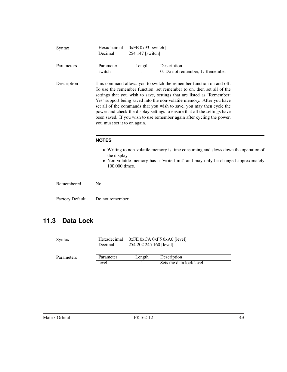 3 data lock | Matrix Orbital PK162-12 User Manual | Page 47 / 60