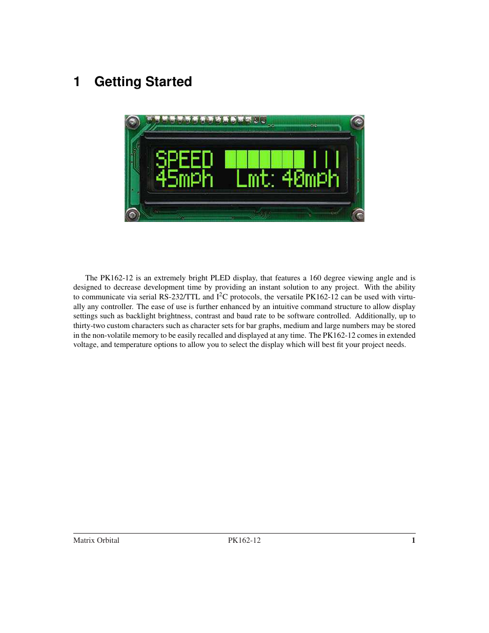 1 getting started | Matrix Orbital PK162-12 User Manual | Page 5 / 60
