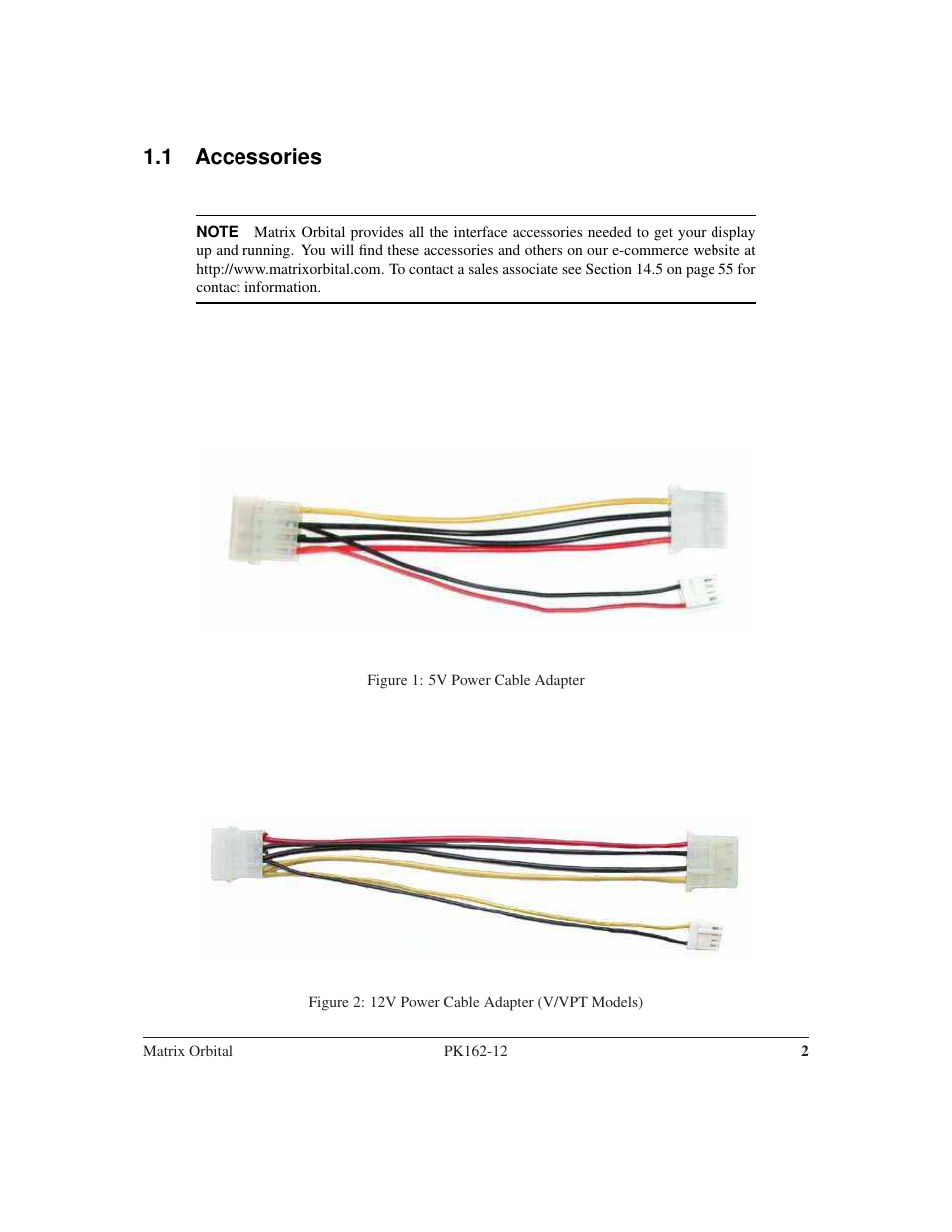 1 accessories | Matrix Orbital PK162-12 User Manual | Page 6 / 60