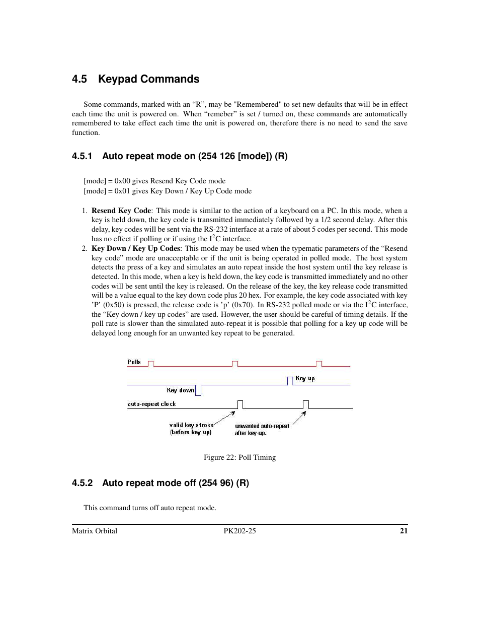 5 keypad commands | Matrix Orbital PK202-25 User Manual | Page 25 / 50