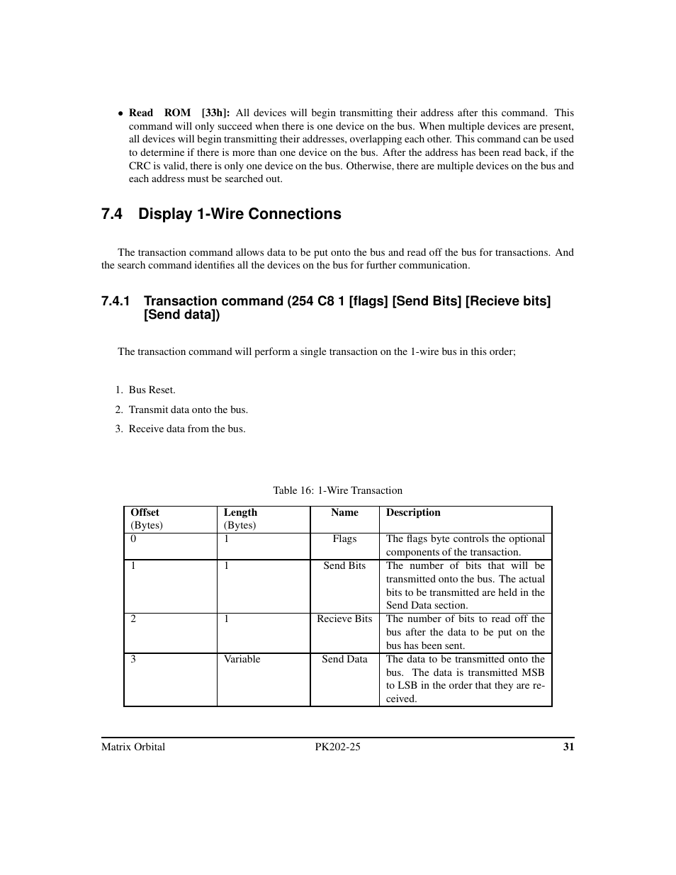 4 display 1-wire connections | Matrix Orbital PK202-25 User Manual | Page 35 / 50