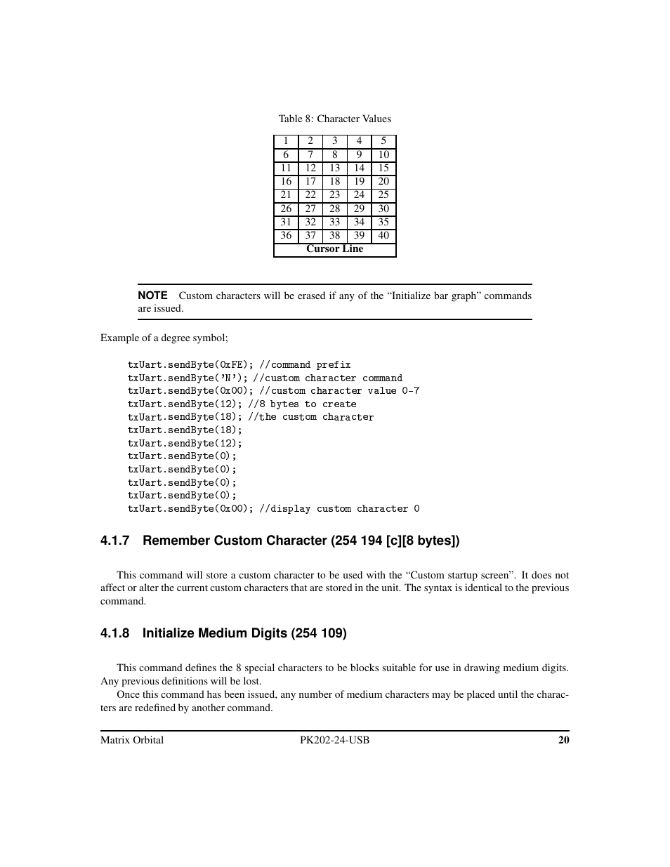 Matrix Orbital PK202-24-USB User Manual | Page 24 / 48