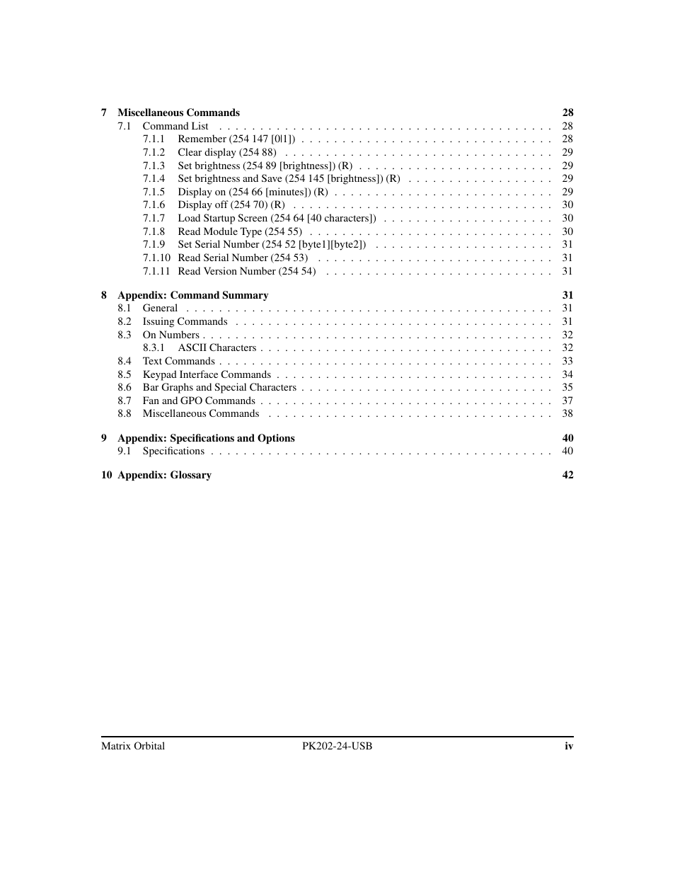 Matrix Orbital PK202-24-USB User Manual | Page 4 / 48