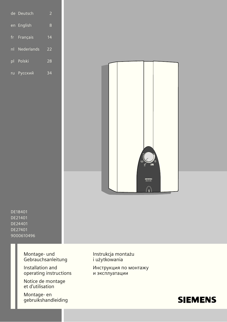 Siemens DE18401 User Manual | 48 pages