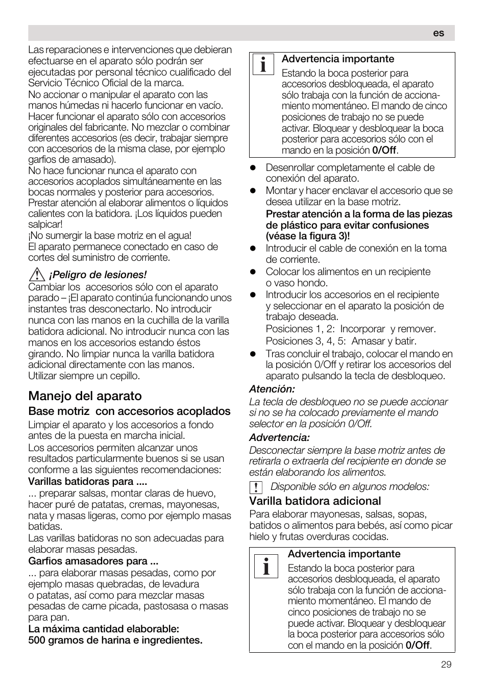 Manejo del aparato | Siemens MQ95520N User Manual | Page 29 / 62